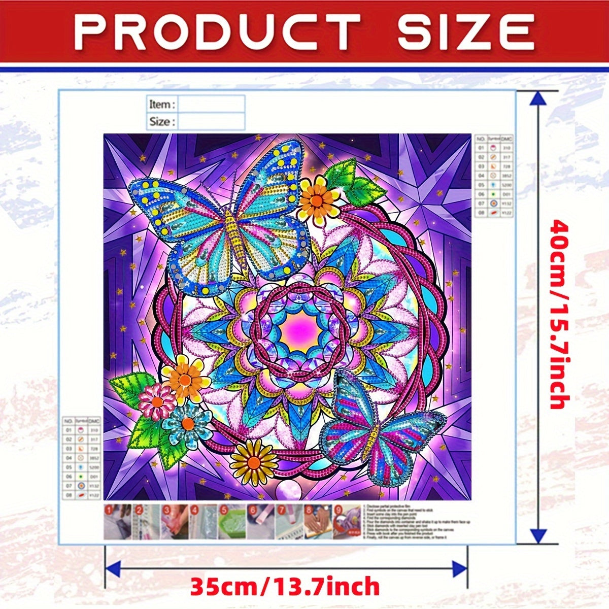 Butterfly Flower Diamond Painting Kit DIY 5D Special Shape Crystal Beginner Art