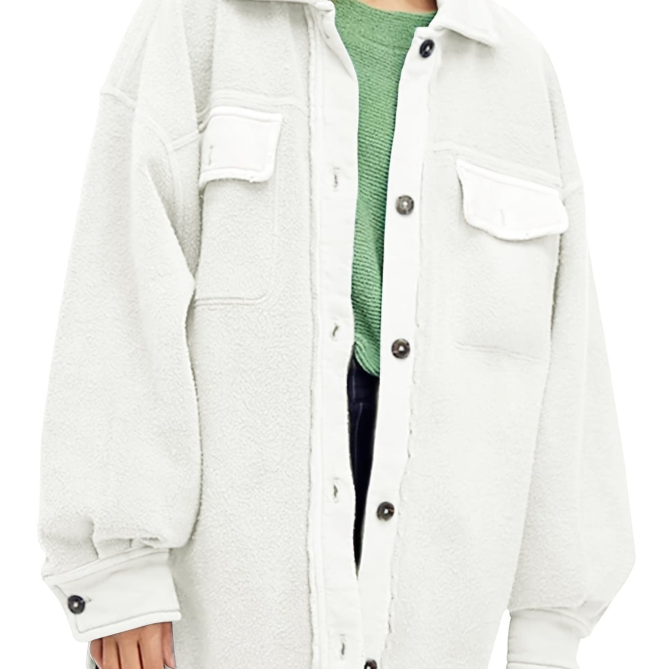Women's Solid Long Sleeve Button Down Jacket