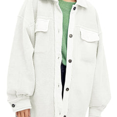 Women's Solid Long Sleeve Button Down Jacket