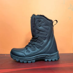 Fur Lined High Top Combat Boots Waterproof Hiking Boot