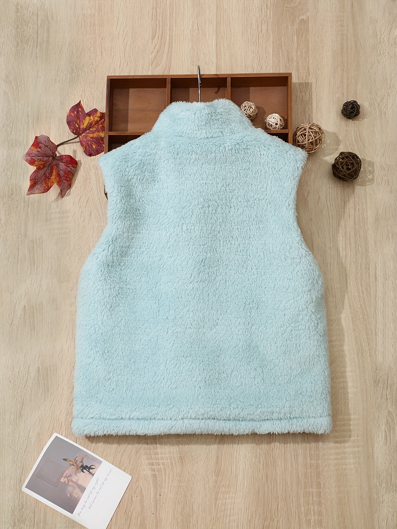 Boys' Warm Fleece Vest with Stand Collar for Fall Winter