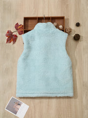 Boys' Warm Fleece Vest with Stand Collar for Fall Winter