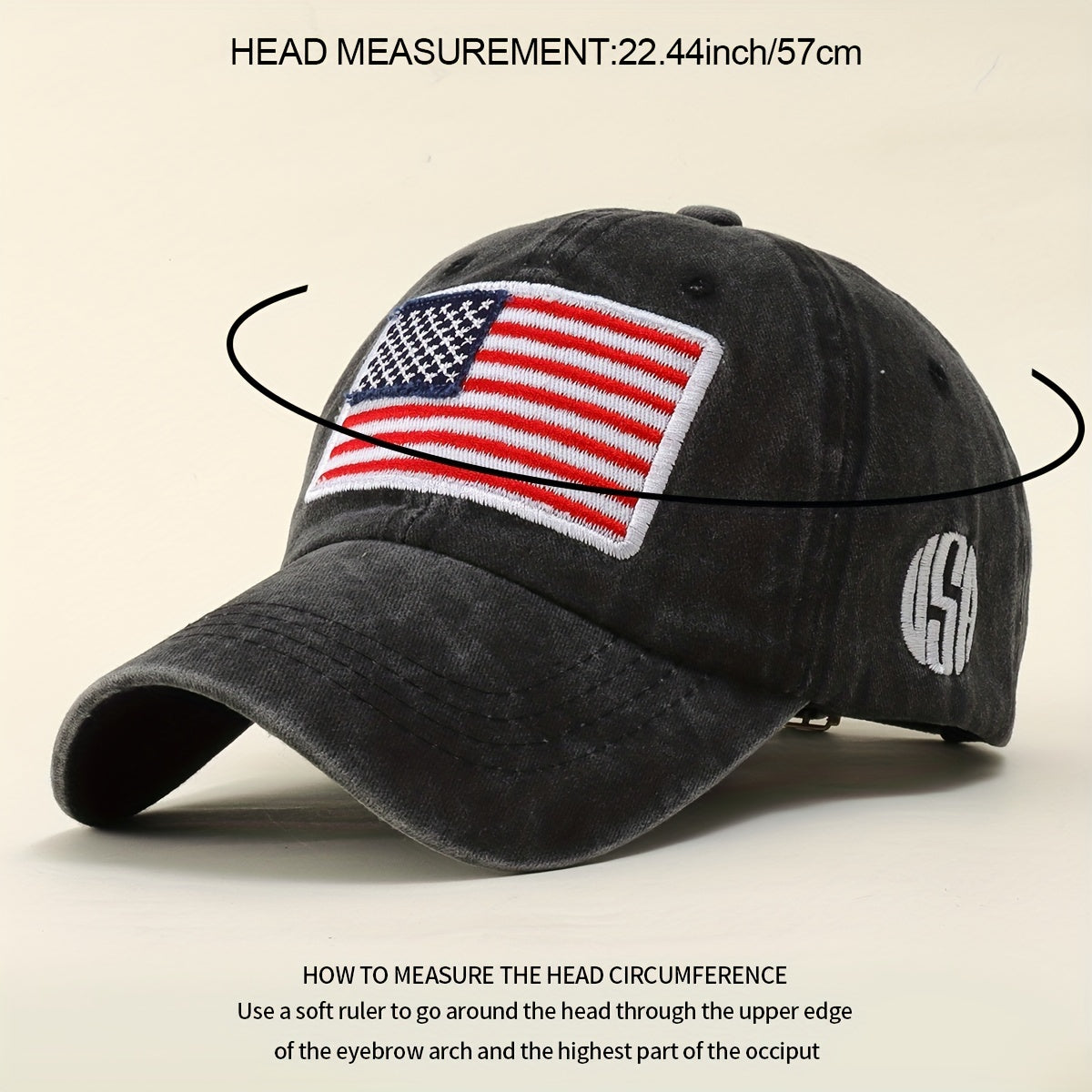 American Flag Embroidery Baseball Cap Washed Distressed Independence Patriotic