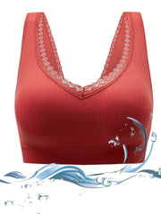 Soft Lace Trim Wireless Yoga Sports Bra