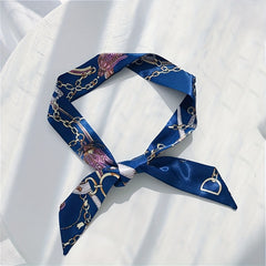 Chain Tassel Print Twilly Scarf Long Ribbon Neckerchief