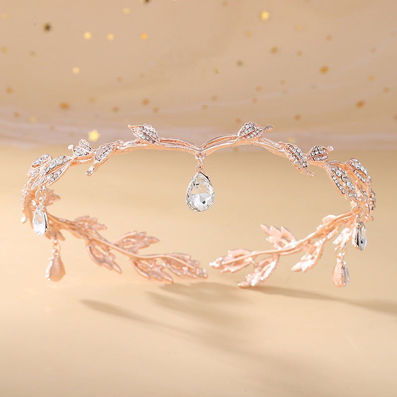 Rhinestone Leaf Crown Headband Bridal Wedding Party Favor Decorations