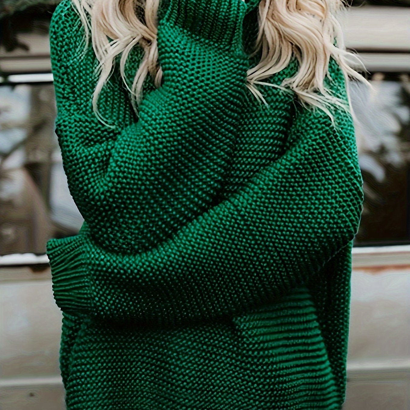 Casual Turtleneck Sweater Long Sleeve Solid Knit