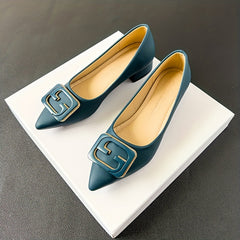 Women's Point Toe Slip On Soft Sole Lightweight Chunky Heel Shoes
