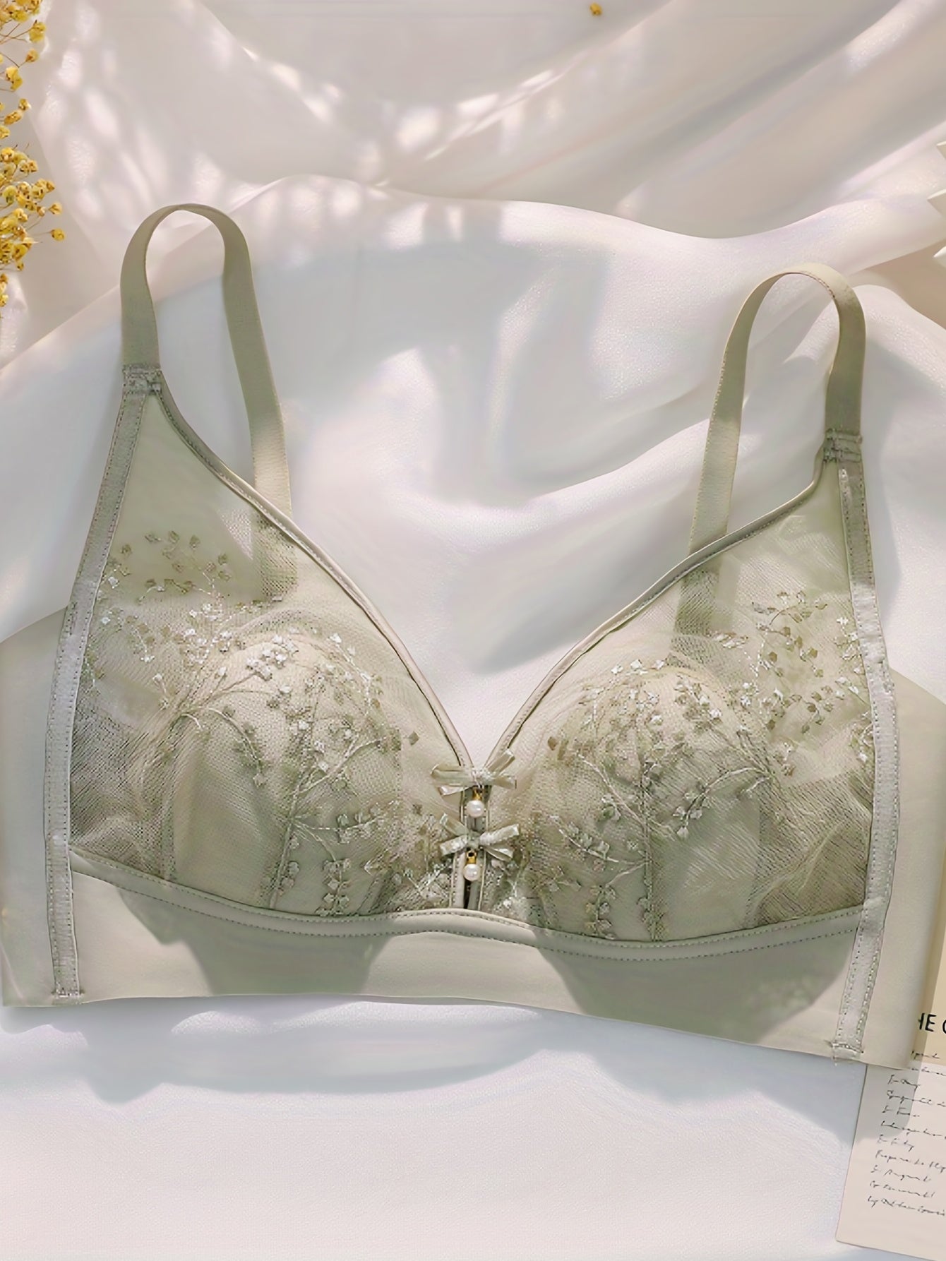 Floral Mesh Wireless Bra Soft & Breathable