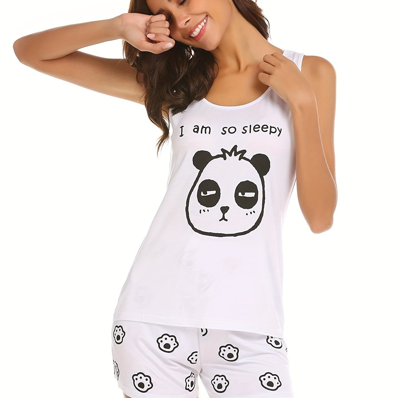 Bear Print Pajama Set & Cat Claw Shorts