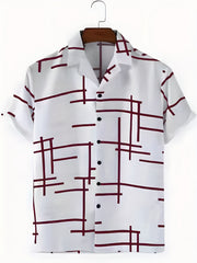 Stripe Print Men's Hawaiian Shirt for Summer Vacation