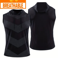 Men's Elastic Hooded Sports Vest Quick-drying Breathable Fitness Tank Top