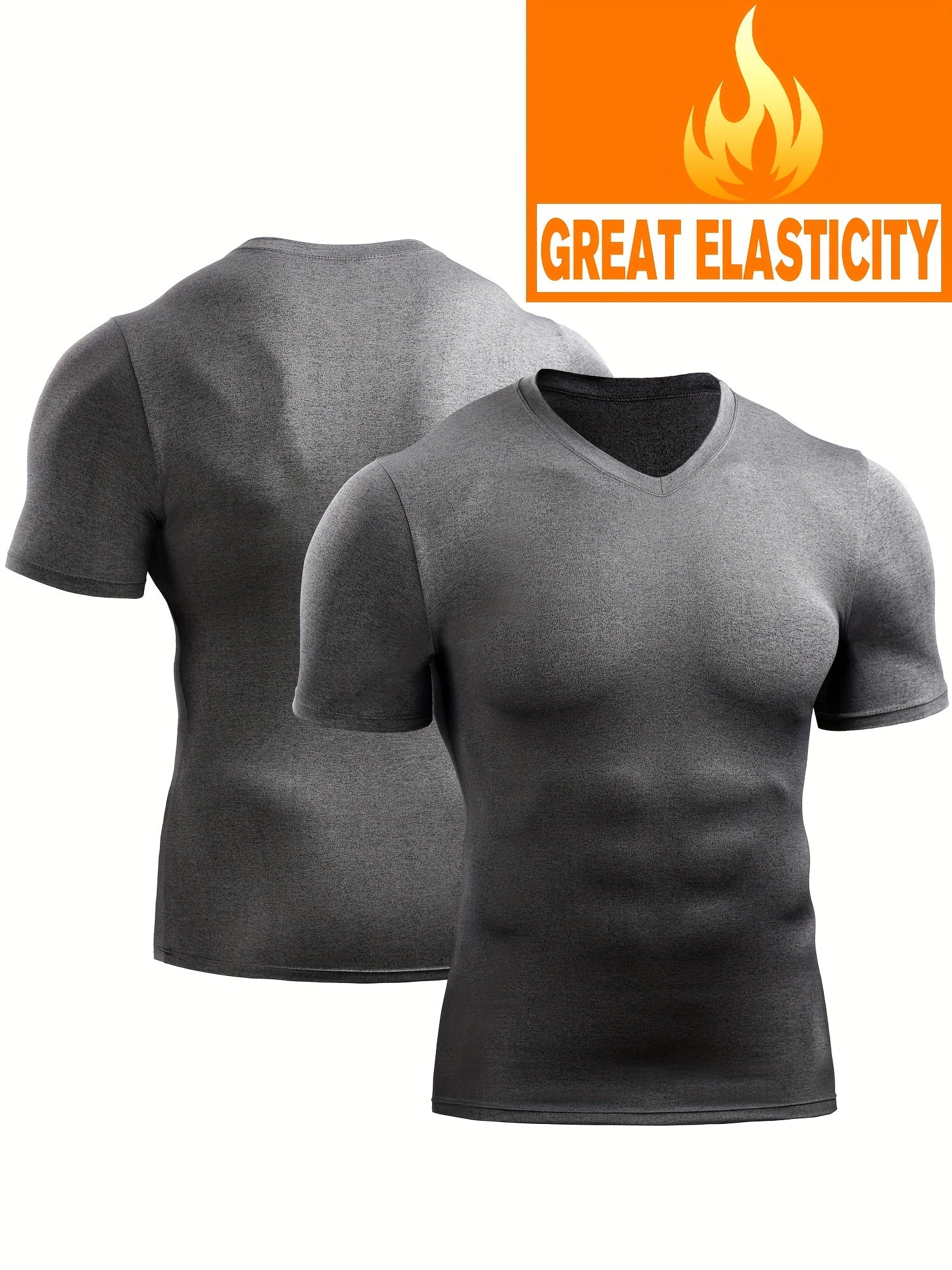 Men's Summer Tight V-neck Sports T-shirt