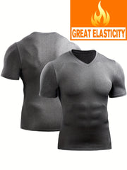 Men's Summer Tight V-neck Sports T-shirt