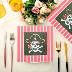 Skeleton Pirate Party Supplies: Skull Paper Plates, Napkins - Serves 20