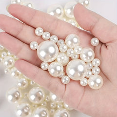 2000pcs Gorgeous & Beige Pearl Beads 6 8 10 12mm DIY Bracelet Necklace Hairpin