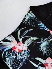 Print V Neck Tankini Set Boxer Short Swimsuit Women's Swimwear
