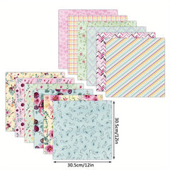 12pcs Flower Dot Marble Pattern DIY Material Scrapbook Background Paper