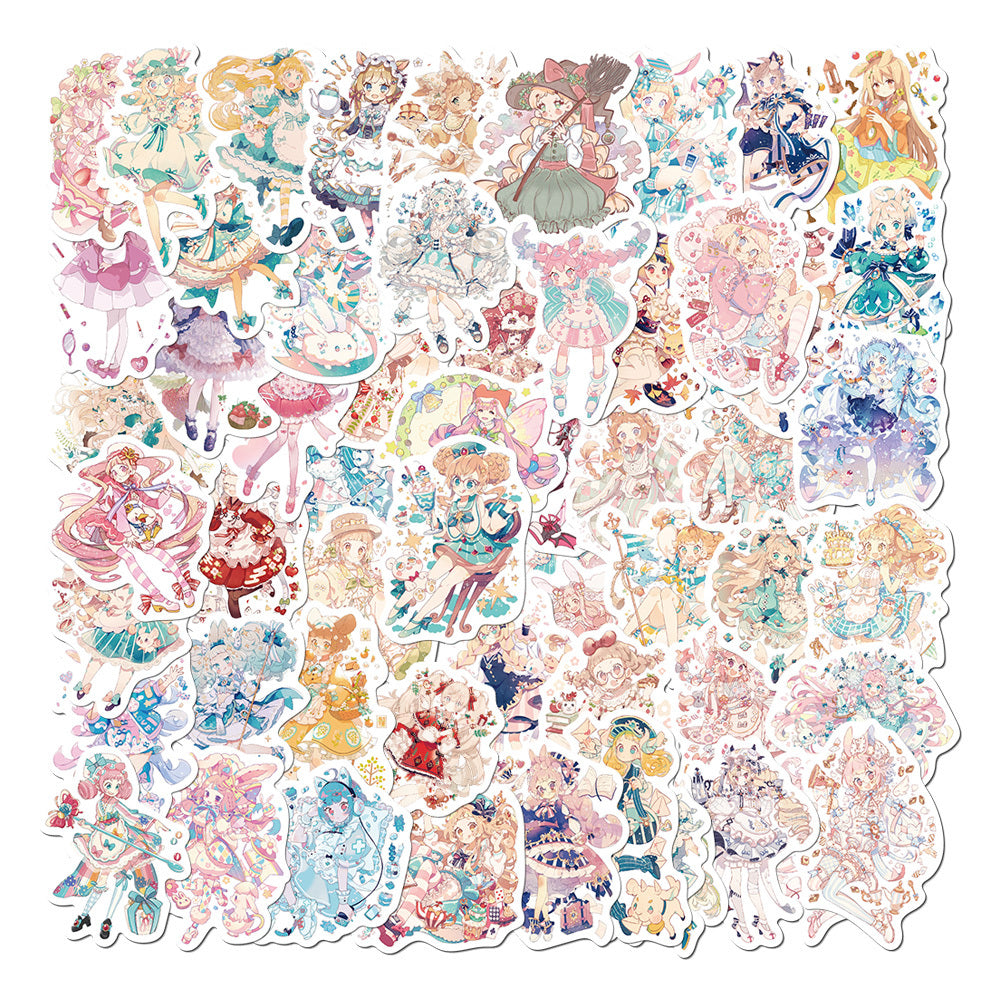 60pcs Anime Girl Stickers for Water Bottles Laptops Luggage & More