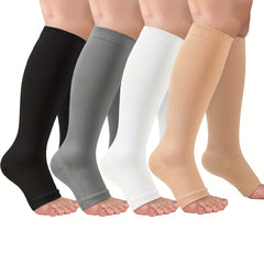 4 Pairs Open Toe Copper Compression Socks 15-25 mmHg