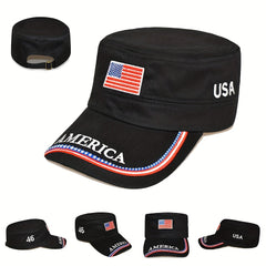 Men's Sunscreen Flag Flat Cap Outdoor Travel Military Long Hat