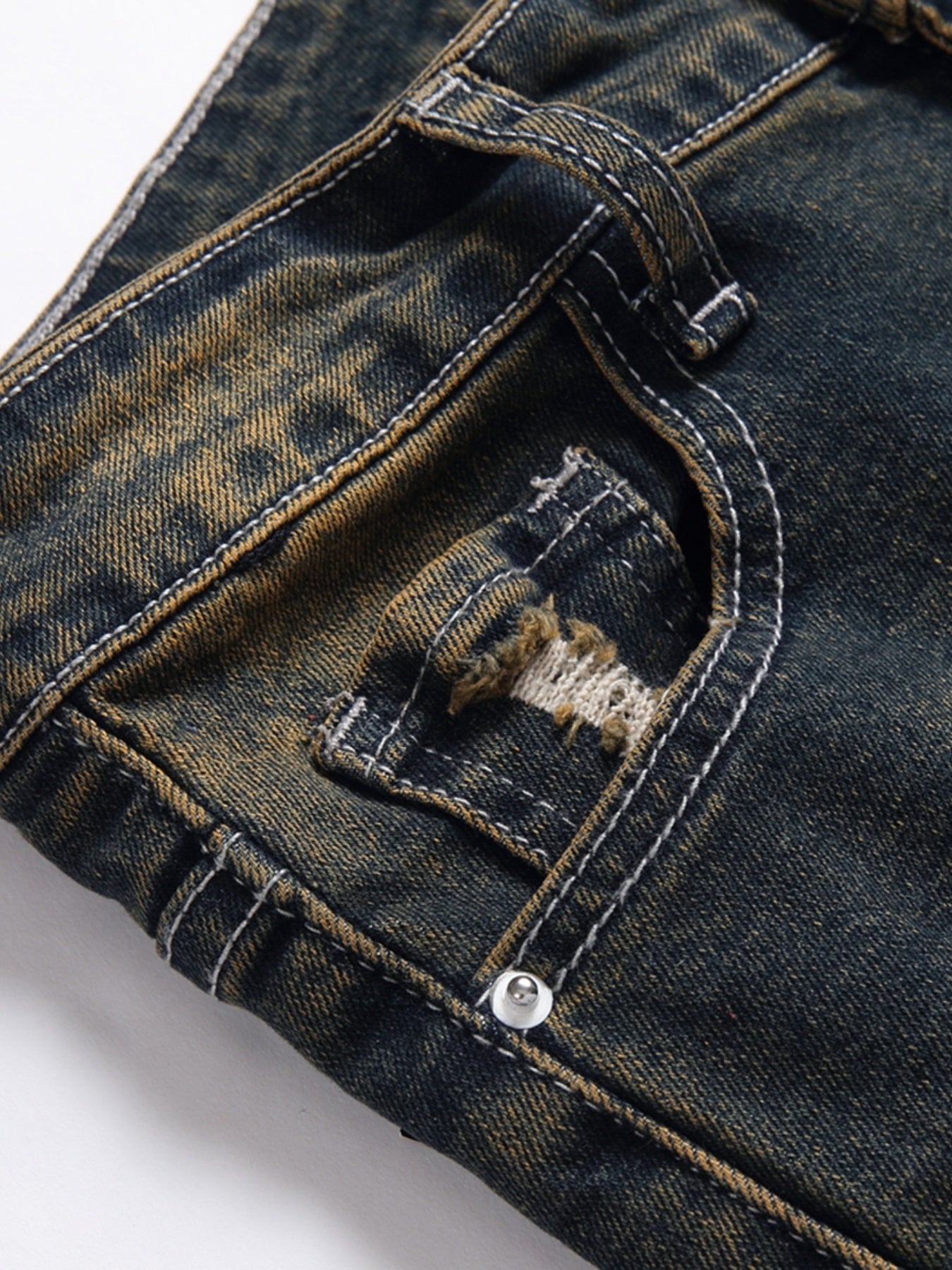 Boys Distressed Stretch Jeans Skinny Slim Fit Washed Denim Pants