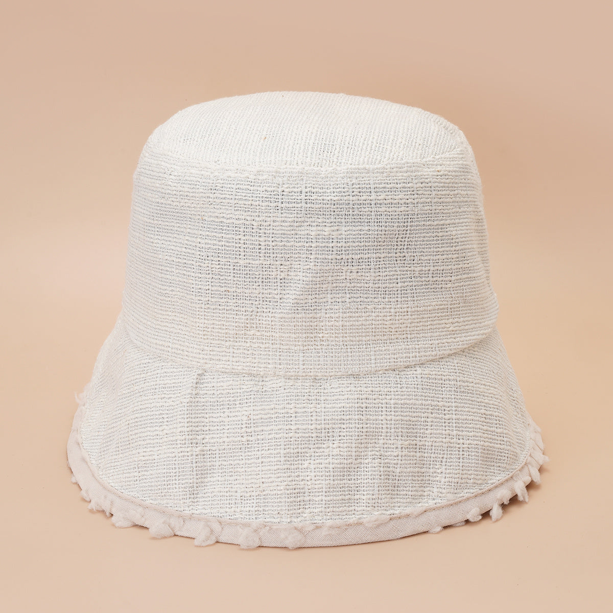 Casual Bucket Hat Cotton Blend Fisherman Cap Frayed Edges Warm Basin Hats