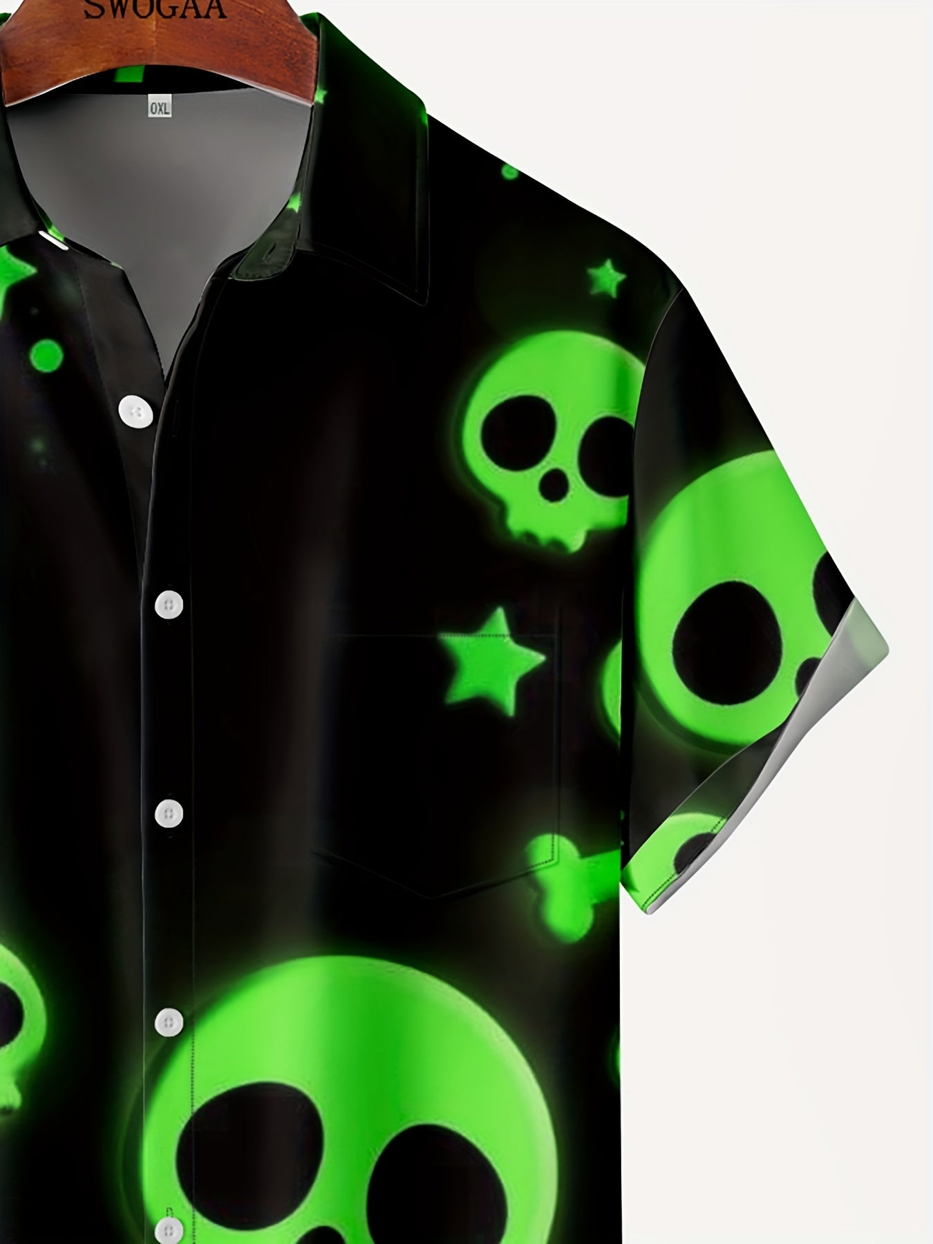 Men's Skull Pattern Short Sleeve Shirt for Outdoor Halloween Costume