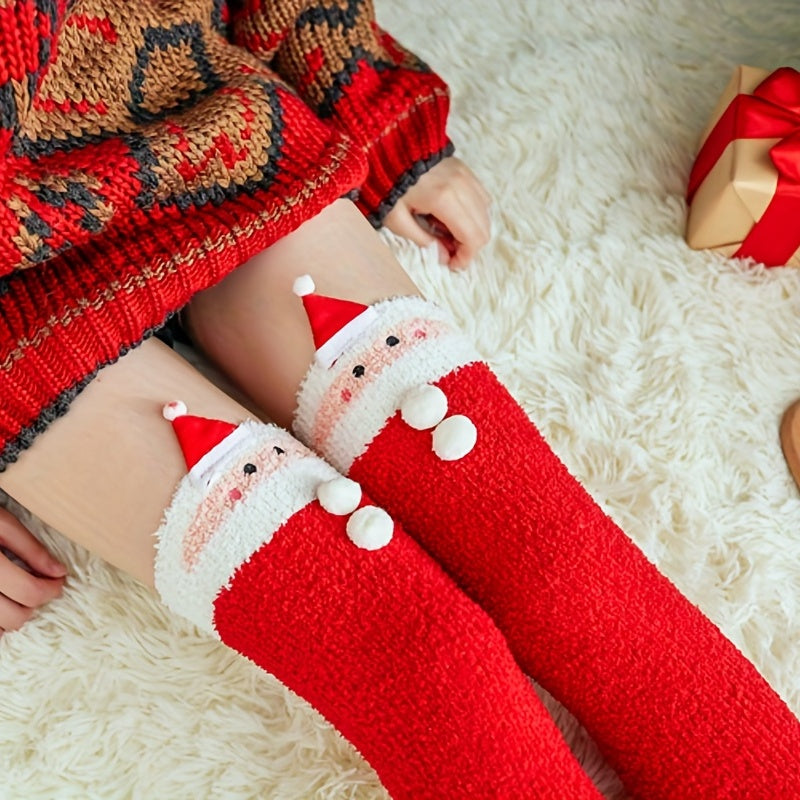 Christmas Thigh High Socks Fuzzy Over The Knee Socks Women's Stockings