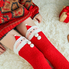 Christmas Thigh High Socks Fuzzy Over The Knee Socks Women's Stockings