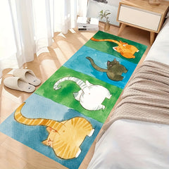Cartoon Cats Print Rug Washable Bedside Mat Anti-skid Foot Pad Home Decor