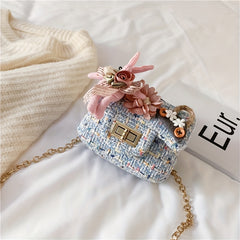 Girls Flower & Pearl Crossbody Bag Coin Purse Kids Accessories