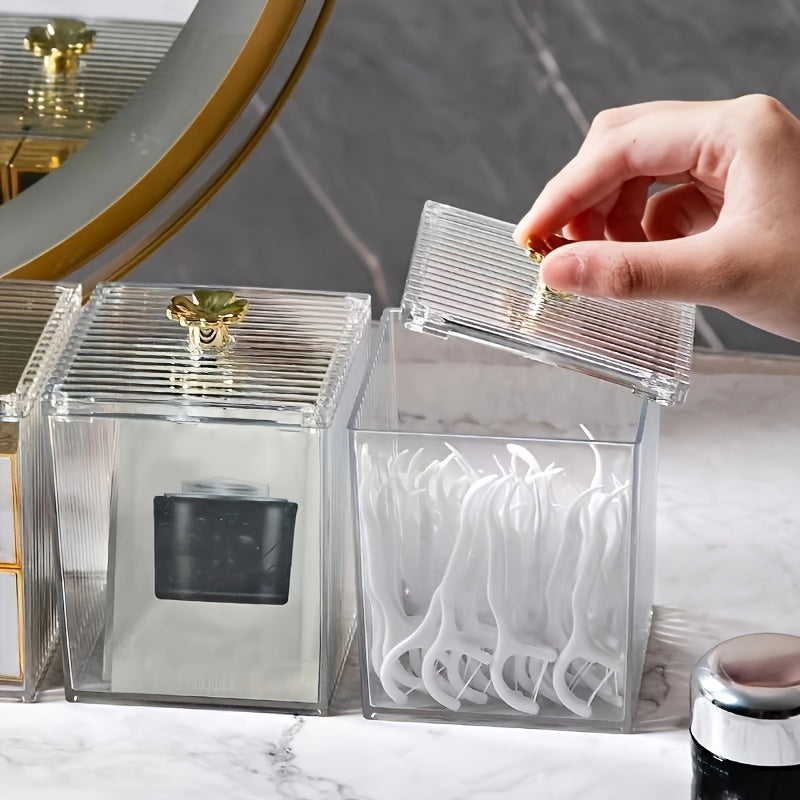 Acrylic Cotton Swabs Holder Clear Vanity Makeup Organizer