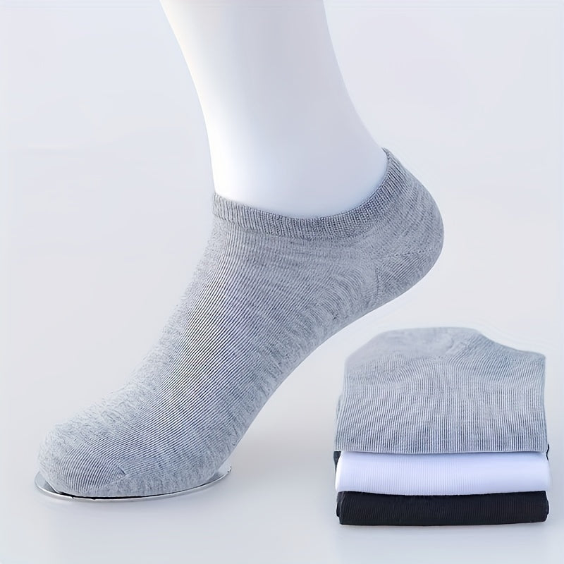Men's Solid Liner Anklets Socks, Soft & Breathable, 10 Pairs