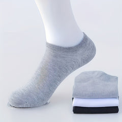 Men's Solid Liner Anklets Socks, Soft & Breathable, 10 Pairs