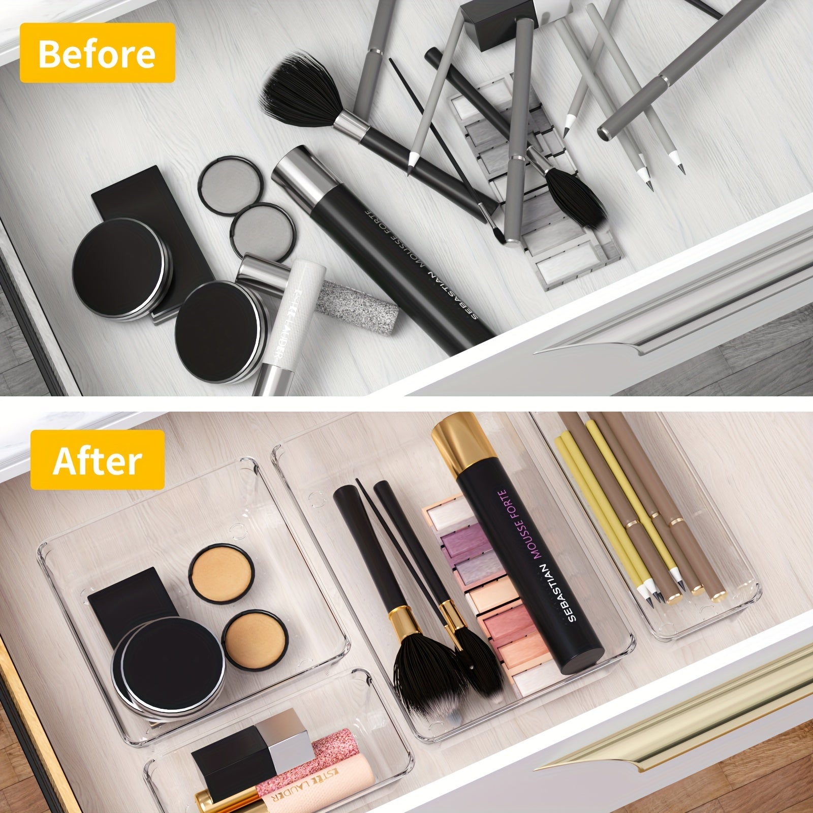 10 Pack Plastic Drawer Organisers for Makeup Office Kitchen Bathroom