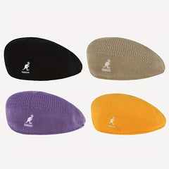Animal Embroidered Knitted Beret Flat Newsboy Hat