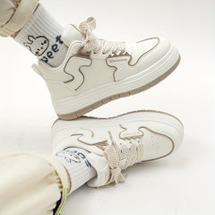 Women's Star Graphic Leisure Skate Shoes High Lace Up Sneakers