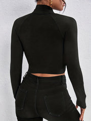Slim Zip Up Jacket Solid Casual Long Sleeve Outerwear