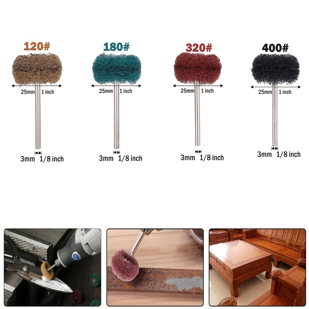 48pcs Mini Buffing Wheel Scouring Pad for Rotary Tool Grit 120 180 320 400