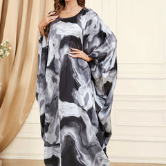 Abaya Dress Women's Plus Tie Dye Round Neck Maxi Kaftan