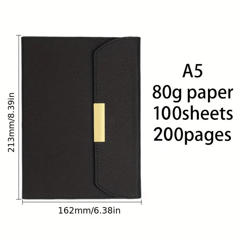 Soft Leather A5 Minimalist Notebook, Magnetic Buckle, Various Colors