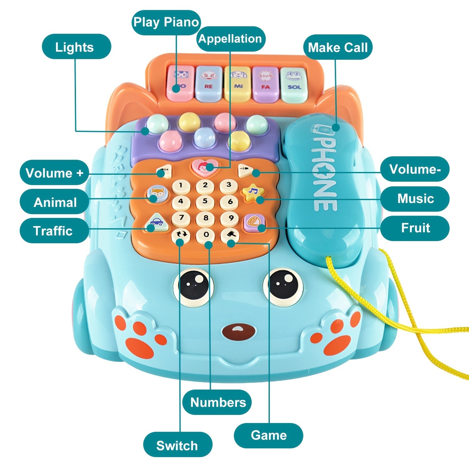 Baby Musical Phone Car Toy Educational Early Education Simulation Machine