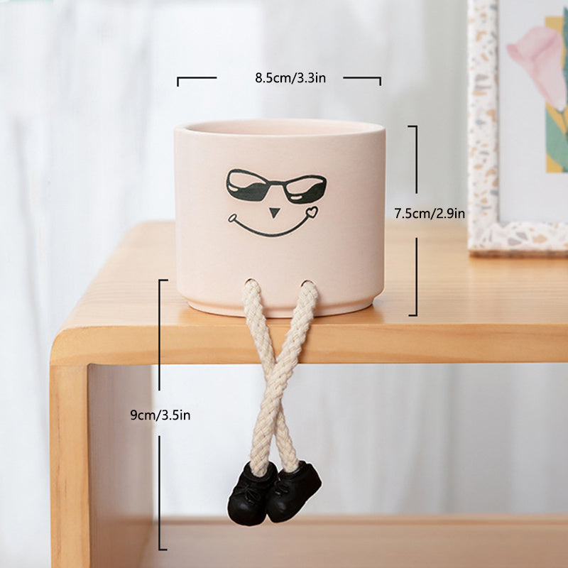 Creative Emoticon Pendant Doll Ceramic Flower Pot Succulent Plant Pot