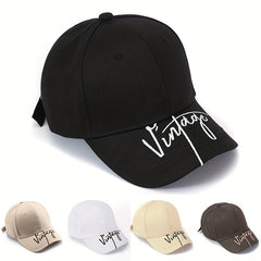 Embroidered Retro Letter Peaked Cap Sunscreen Baseball Cap
