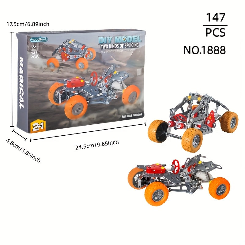 2-in-1 Assembled Cars Set with Spring Loaded Escape Truck & Beach Car