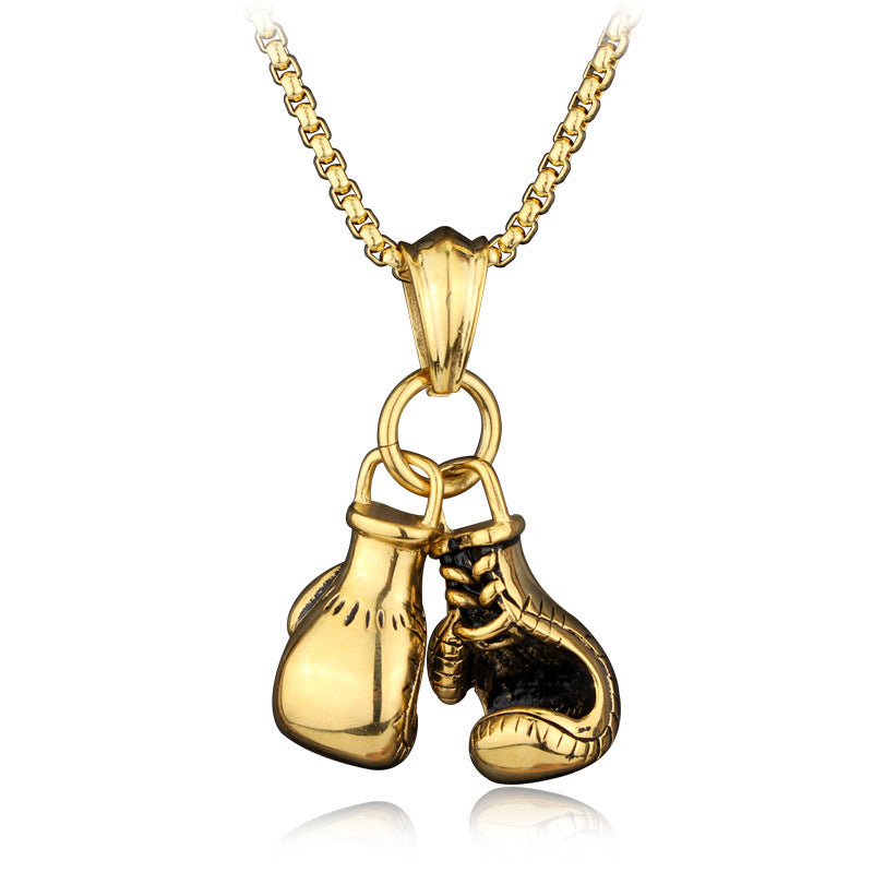 Personalized Punk Double Boxing Gloves Pendant Necklace For Men