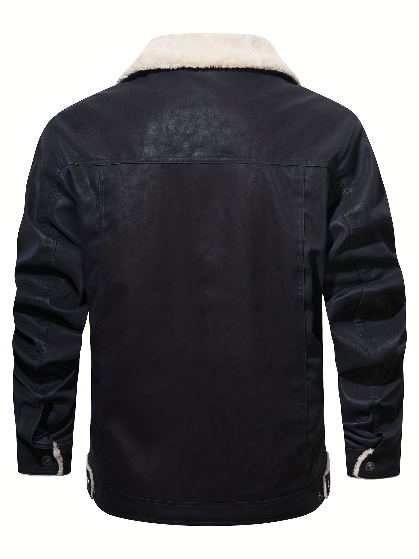 Men's Classy Fleece PU Jacket with Fur Collar