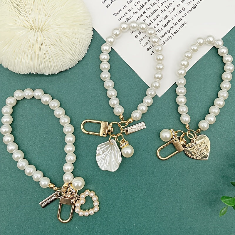 Pearl Love Pendant Keychain Bag Purse Decorations Small Gift Women