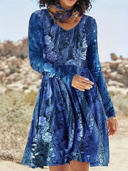 Floral Print V Neck Pleated Dress Plus Size